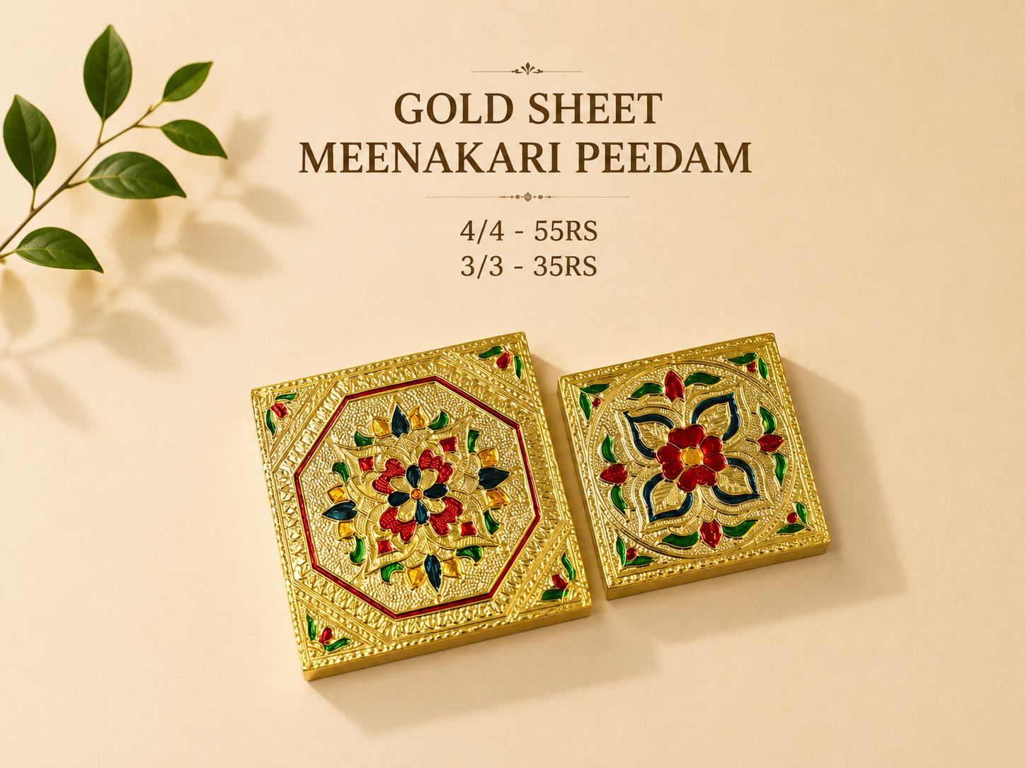 Gold Sheet Meenakari Peedam