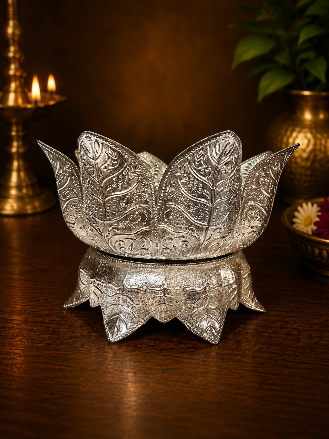 silver  lotus stand