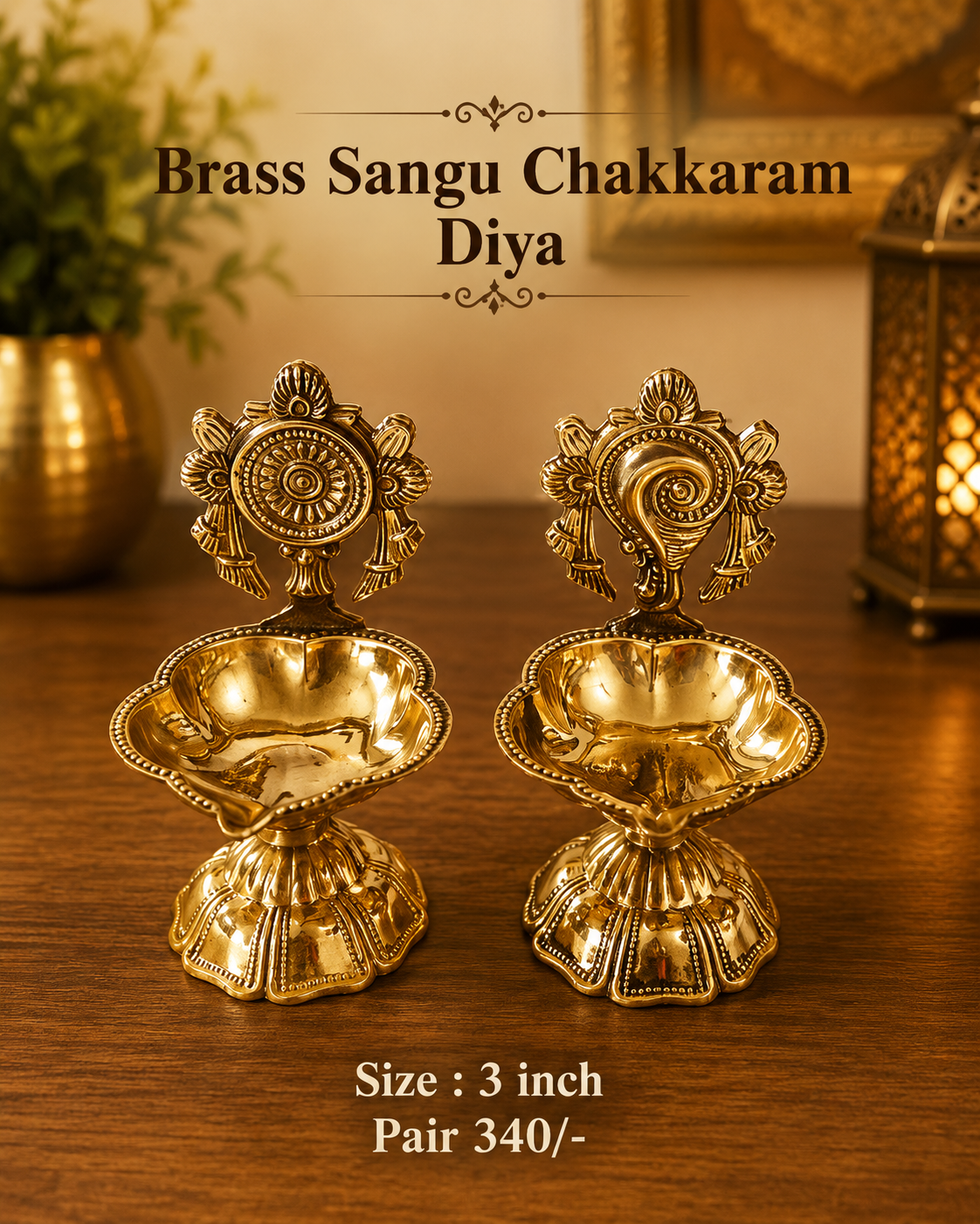 Brass Sangu Chakkaram Diya
