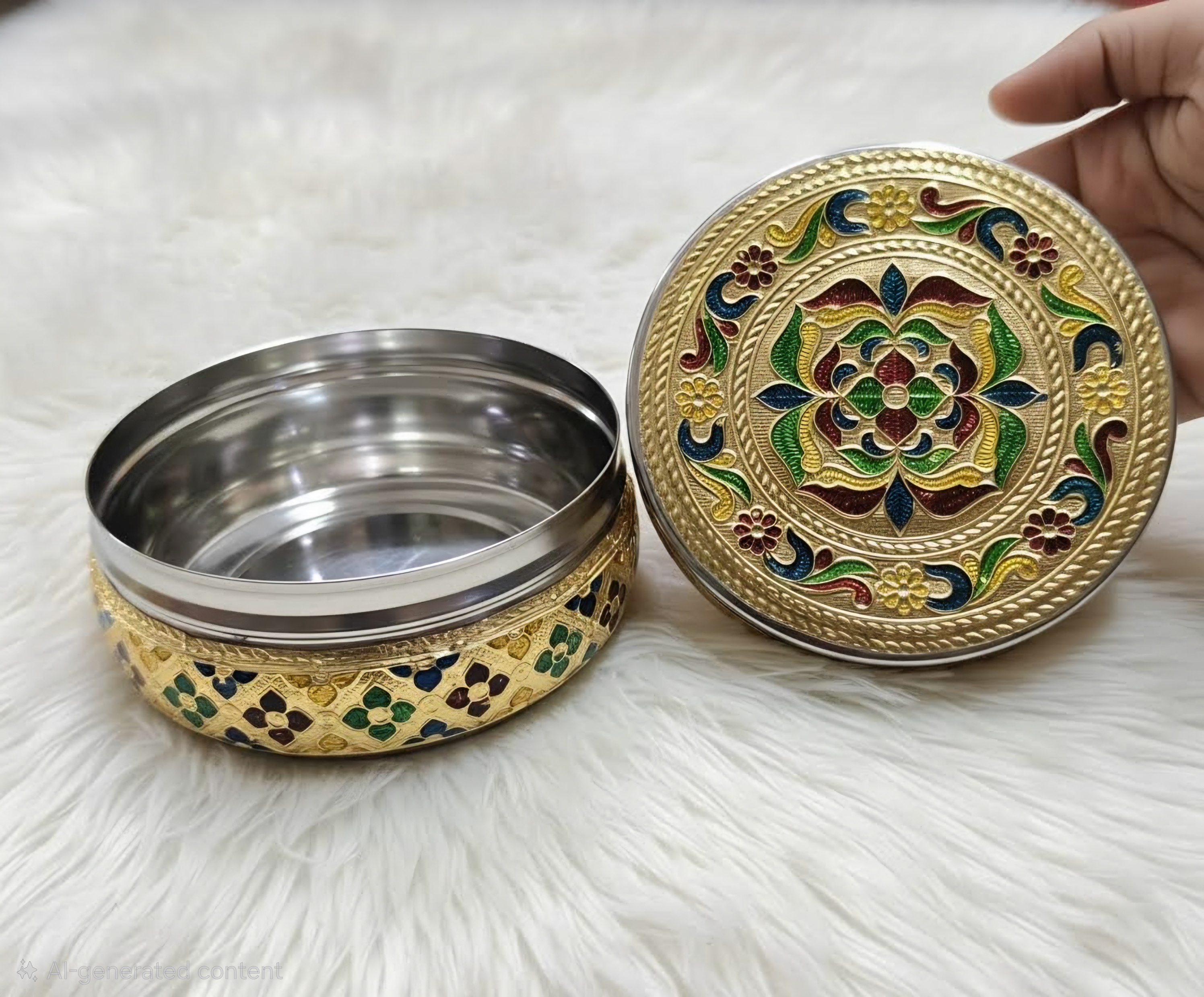 Meenakari Steel Box (4.5 inch)